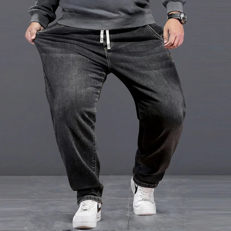 Extra Big Size Jeans Men High Elastic Waist Baggy Denim | SAMAG