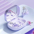 Bluetooth 6.0 Open-Ear Headphones with Makeup Mirror, Detachable Diamond Audífonos, 20Hz Bass Earphones for Women & Girls