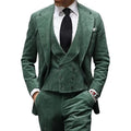 Camel Velvet Men's Suit 3 Piece Corduroy Blazer Vest Pants Set for Business Events Wedding Grooms Banquet Party Custom Tuxedo