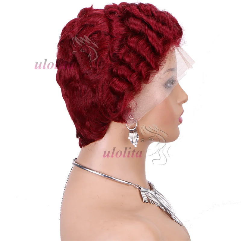 613 Blonde Pixie Cut Short Bob Loose Wave Human Hair Wigs Chocolate Brown Short Bob 13x4 Transparent Lace Front Wigs Preplucked