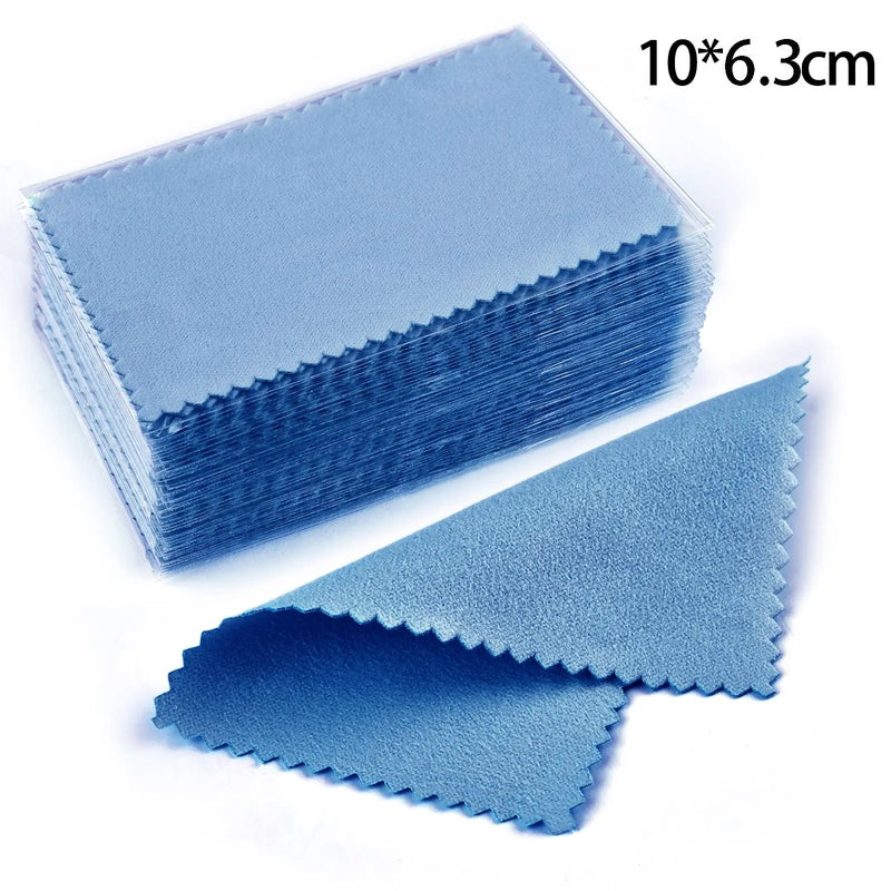 50pcs 10x6.3cm/10x6cm/8x6cm Silver Clean Polishing Cloth Soft Clean Wipe Wiping Cloth For Necklaces Rings Jewelry Clean Tools