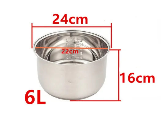 Rice Cooker Liner General Food Stainless Steel Uncoated Thickened 2L3L4L5L6L8L Rice Cooker Inner Pot