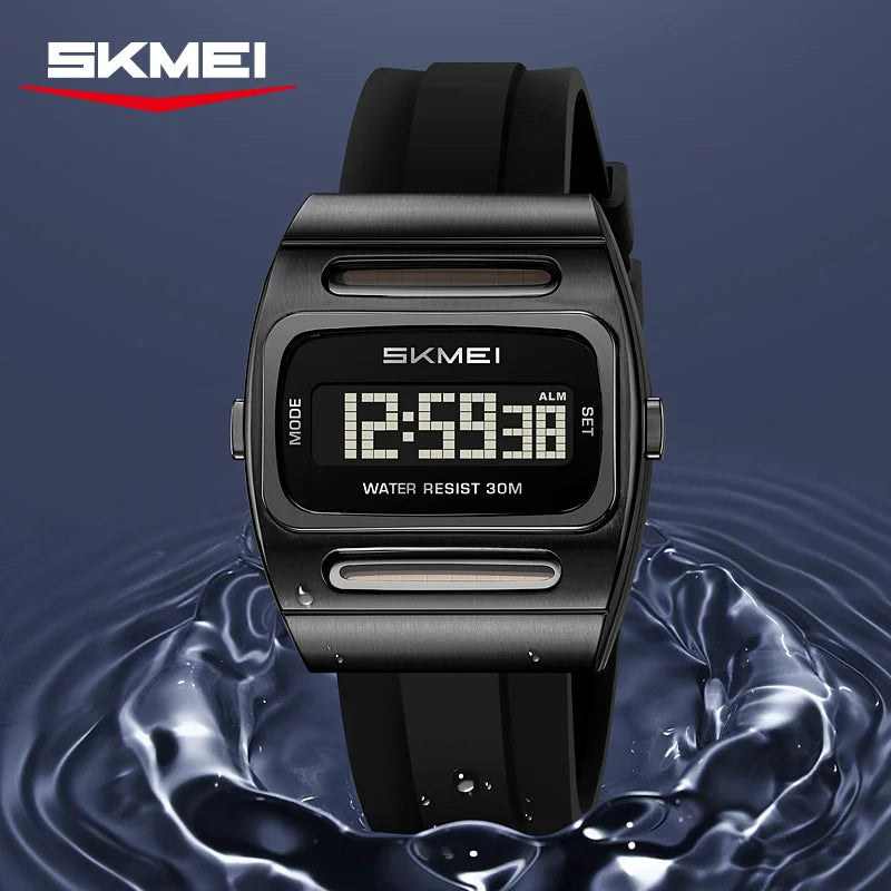 2563 Solar Power Casual Digital Sport's Watches Silicone Strap Led Waterproof Electronic Alarm Clock Gift - Visuel 3 | SAMAG