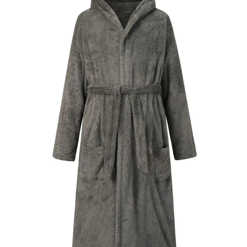Men's soft home, outdoor sun drying, long sleeved nightgown, polyester fiber, convenient after bathing, adjustable nightgown