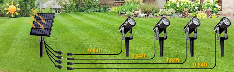 Solar Powered Spotlight IP65 Solar LED Light Outdoor Landscape Yard Garden Tree Separately Lamp Aluminum Anti Rust Solar Lamp