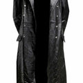 MEN'S GERMAN CLASSIC WW2 MILITARY UNIFORM OFFICER BLACK LEATHER TRENCH COAT mens leather jacket mens jacket