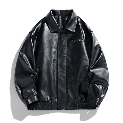 New men's PU leather jacket, stand-up motorcycle-style | SAMAG