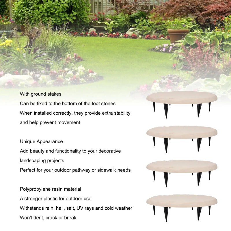 Outdoor Step Stones Decorative Polypropylene Resin Stepping Stones with Ground Stakes for Lawn Garden Pathway Round Step Stones