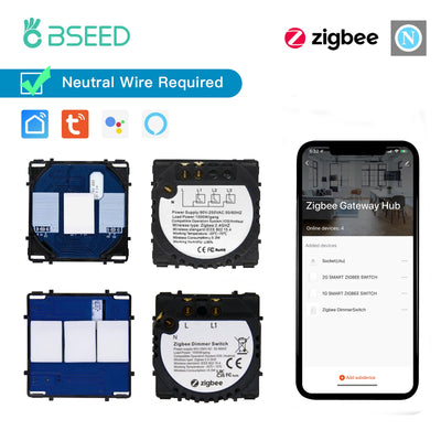 Bseed EU Standard Zigbee Light Switches Parts 1/2/3Gang | SAMAG