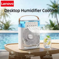Lenovo Portable Fan 3 in1 Humidifier Air Adjustment LED Light Household USB Chargeable Air Conditioner Office Moisturizing Fan