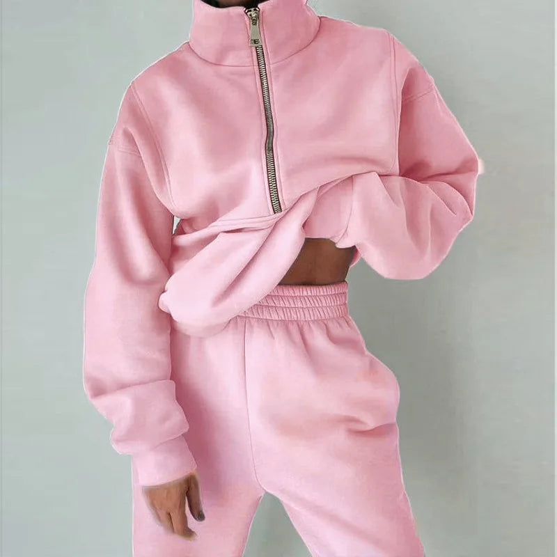 Tracksuit Set Stylish Autumn And Winter Comfortable Warm Two-piece Sets Suit Women Casual Streetwear Sportswear