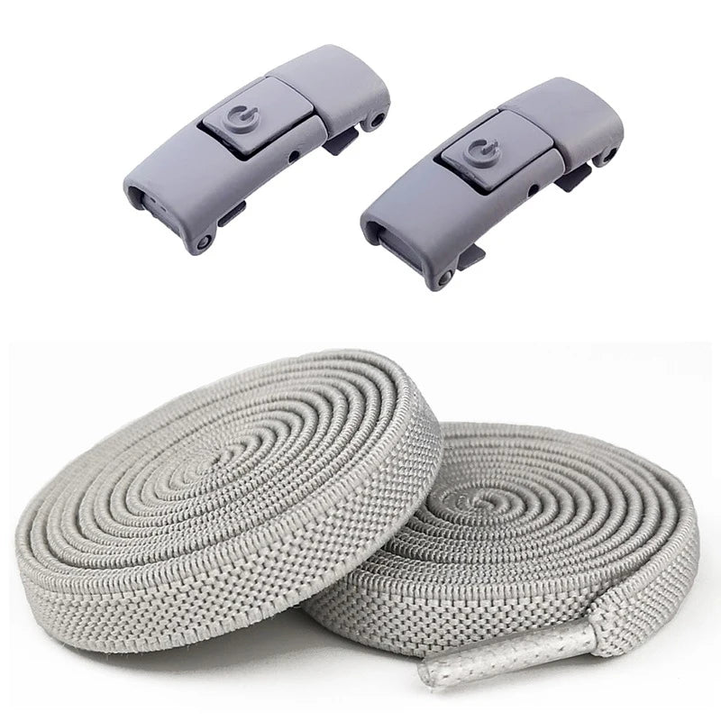 New Without Ties Elastic Laces No Tie Shoe Laces Press Lock Shoelaces Sneaker Kids Adult 8MM Widened Flat Shoelace for Shoes