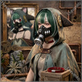 Guita Cyberpunk Gas Mask Green Blonde Highlight Bob Wig Choker Necklace Cosplay Props GACHIAKUTA 3D Printed Halloween Comic Con