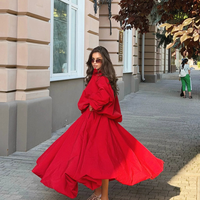 Women Oversized Hooded Zipper Jacket Maxi Long Skirt Two | SAMAG