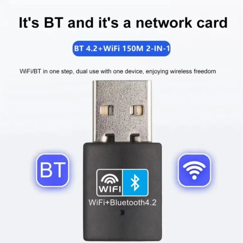 2 In 1 USB WiFi Adapter With Bluetooth Function 150Mbps Wireless Receiver Network Card For PC Desktop - Visuel 2 | SAMAG