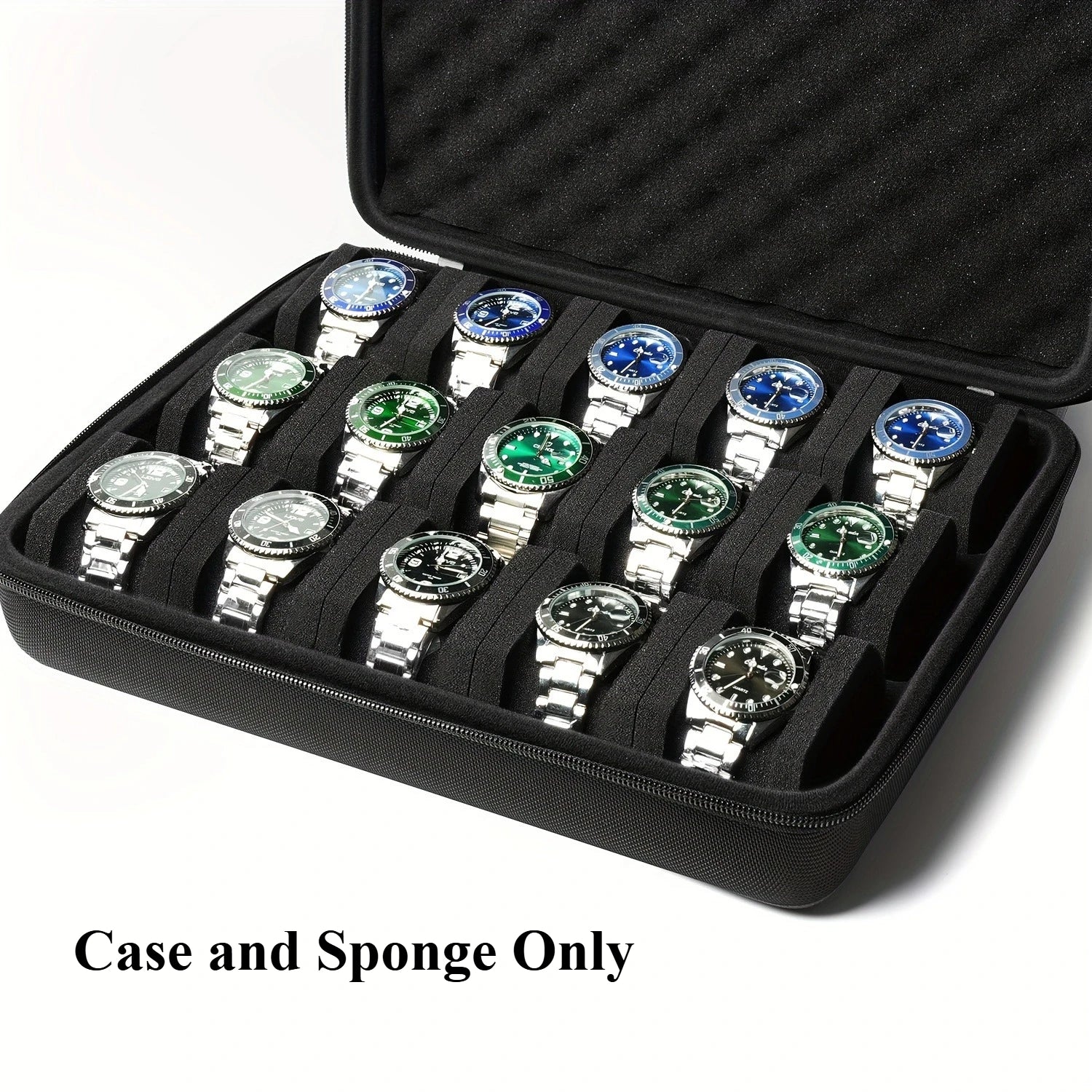 Hard-Shell 15 Slots Watch Storage Organizer Case, Watch Carry Box Fit Large And Small Watches, With Soft Foam Pillow