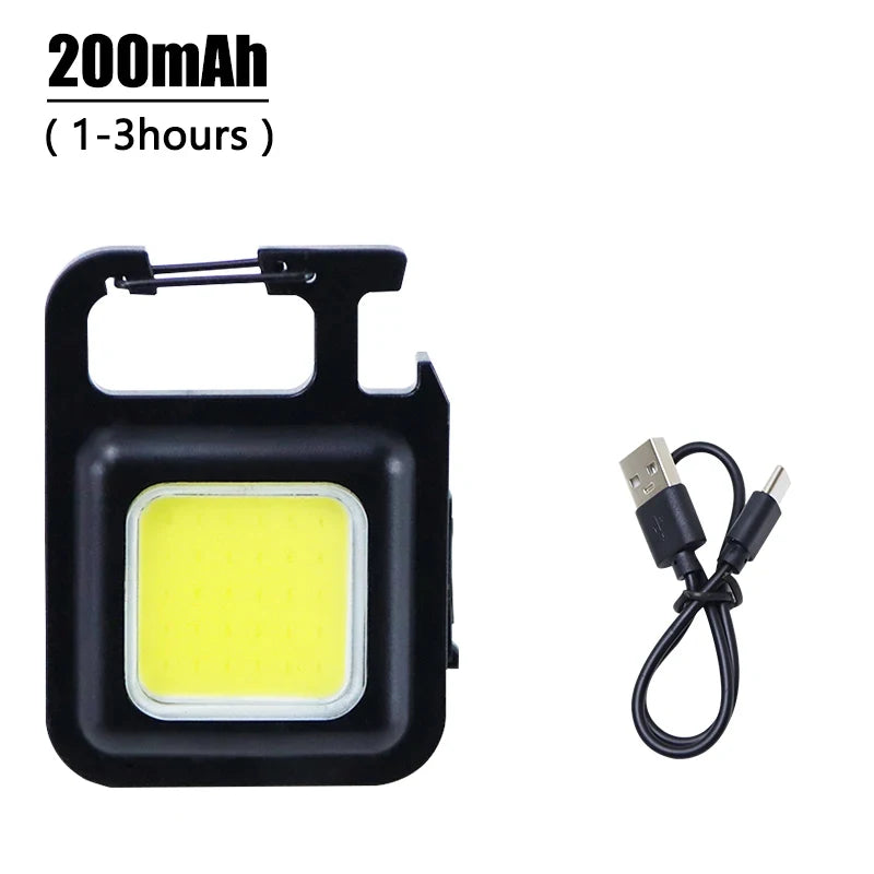 Rechargeable Keychain Flashlight Portable Mini COB Work Lights With 90° Foldable Side Lights Super Bright Flashlight for Camping