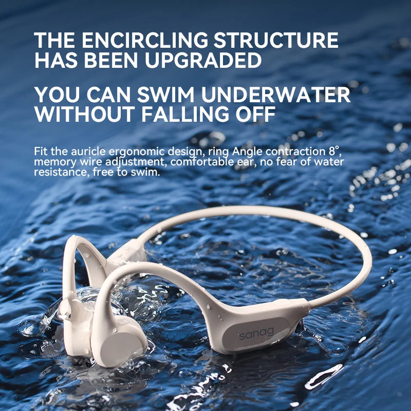 Sanag B60S IPX8 Swimming Bluetooth Headphones Bone Conduction Wireless Earphone Sport Cycling Headset MP3 Player Earbuds
