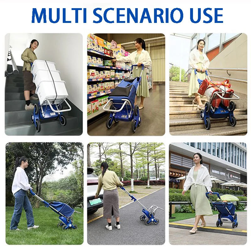 Silent Electric Climbing Shopping Cart Household Foldable Shopping Bag with Wheels Large Capacity Portable Electric Handcart