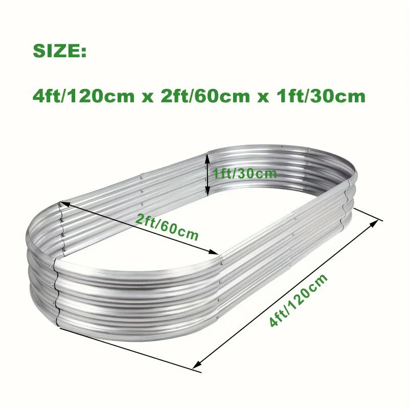Elevated Garden Bed for Balcony Large Space Oval-Shaped Galvanized Rust-Proof Home Use 4x2FT One Pack