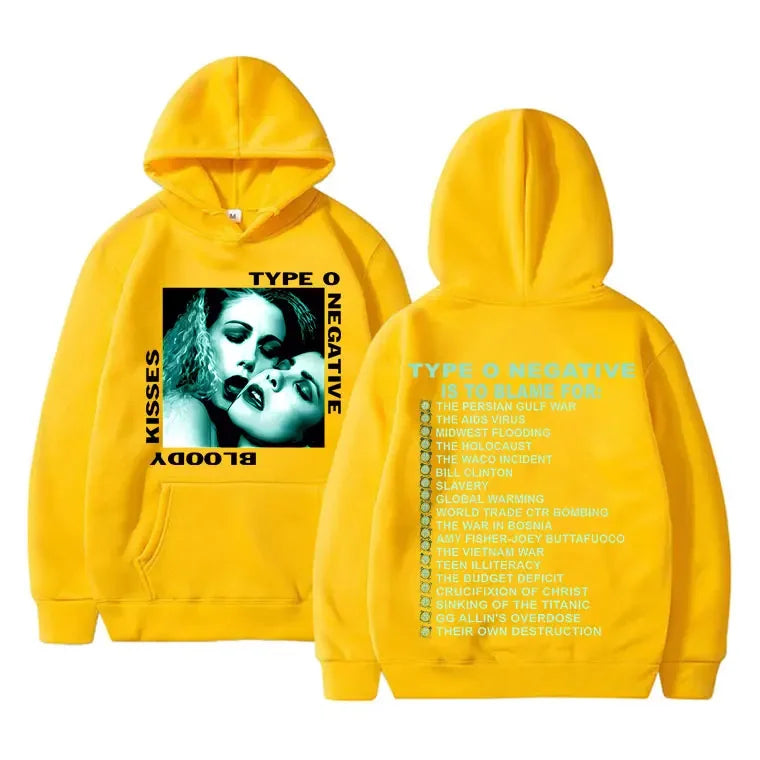 Rock Type O Negative 1993 Bloody Kisses Touring Album Print Men's hoodie High quality casual Hoodie