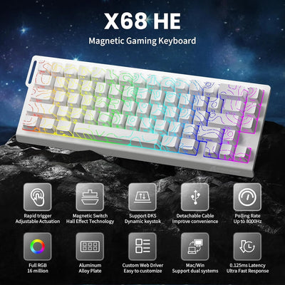 ATTACK SHARK X68 HE Rapid Trigger Keyboard Magnetic | SAMAG