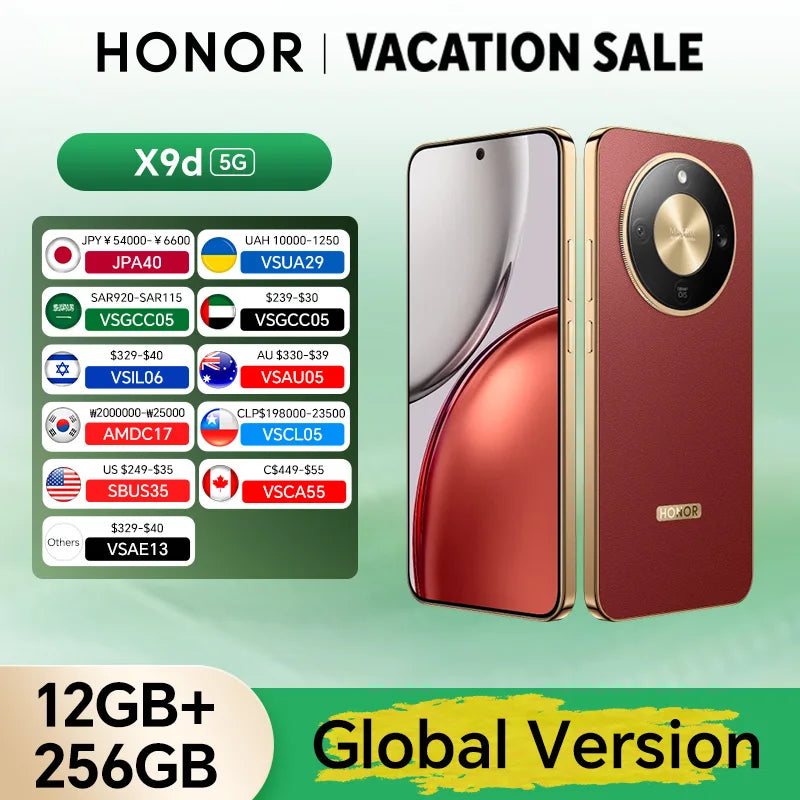 Original Global Version HONOR X9d 12GB+256GB 5G Smartphone 6.79'' 120Hz Screen 108MP AI Camera 8300 MAh 66W Super Charging