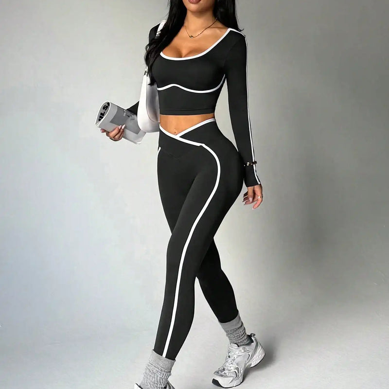 Women's Fall/Winter New Arrival Round Neck Long Sleeve Yoga Top Outdoor Sports Fitness Yoga Pants