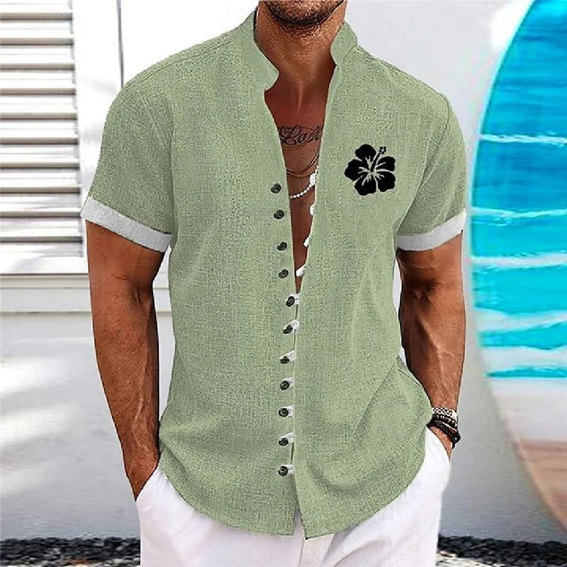 New Men's Linen Short-Sleeved Shirt, with a Fashionable | SAMAG