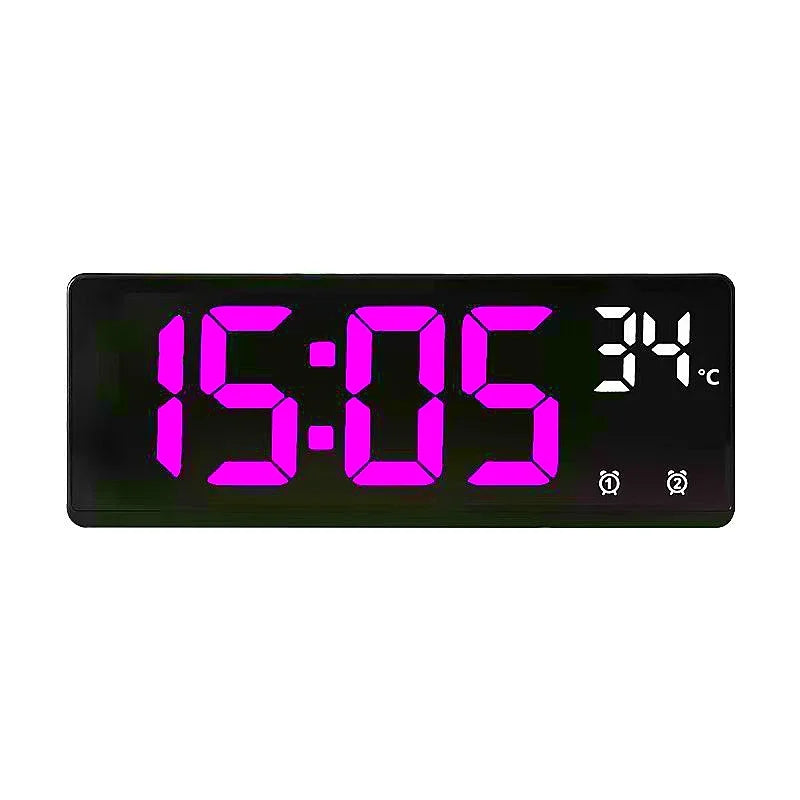 Voice Control Alarm Clock Digital Temperature Date 2 Alarm USB Powered Always On Snooze Table Clock Night Mode 12/24H LED Clock