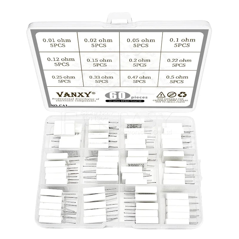 10pcs BPR56 5W 0.001 0.1 0.15 0.22 0.25 0.33 0.5 ohm Non-inductive Ceramic Cement Resistor 0.1R 0.15R 0.22R 0.25R 0.33R 0.5R