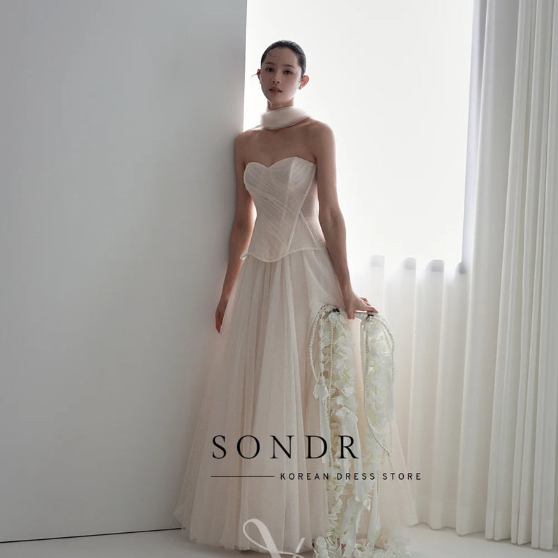 Sondr Customized Shiny Tulle Korean Evening Dresses - View 5 | SAMAG