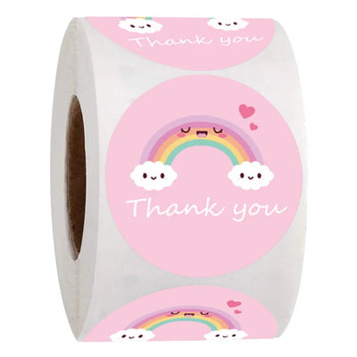 50 - 1inch Cartoon Cute Sun Rainbow Clouds Sticker Thank | SAMAG