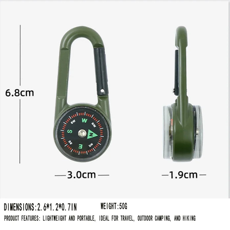 Durable Zinc Alloy Dual-Sided Compass&Thermometer Keychain|Portable Quick-Hang Outdoor Guide for Camping,Hiking,Beach