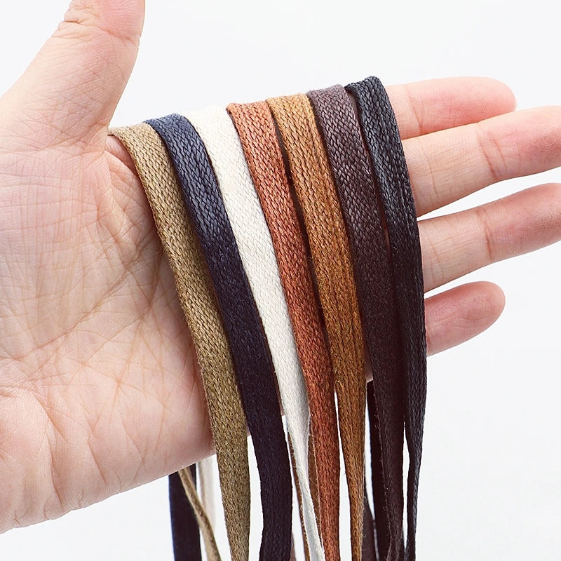 Waxed Waterproof Leather Shoelace Flat Shoelaces 6mm Width Boots Oxford Shoe Laces Shoe Accessorie 60/80/100/120/140/180cm 1Pair