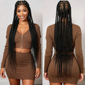36in Full Lace Cornrow Braided Wigs Synthetic Natural Braiding Hair Wigs Box Braided Lace Wigs with Baby Hair for Black Women