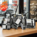 Women Plaid Handbag Set Fashion Checkered PU Leather Tote | SAMAG
