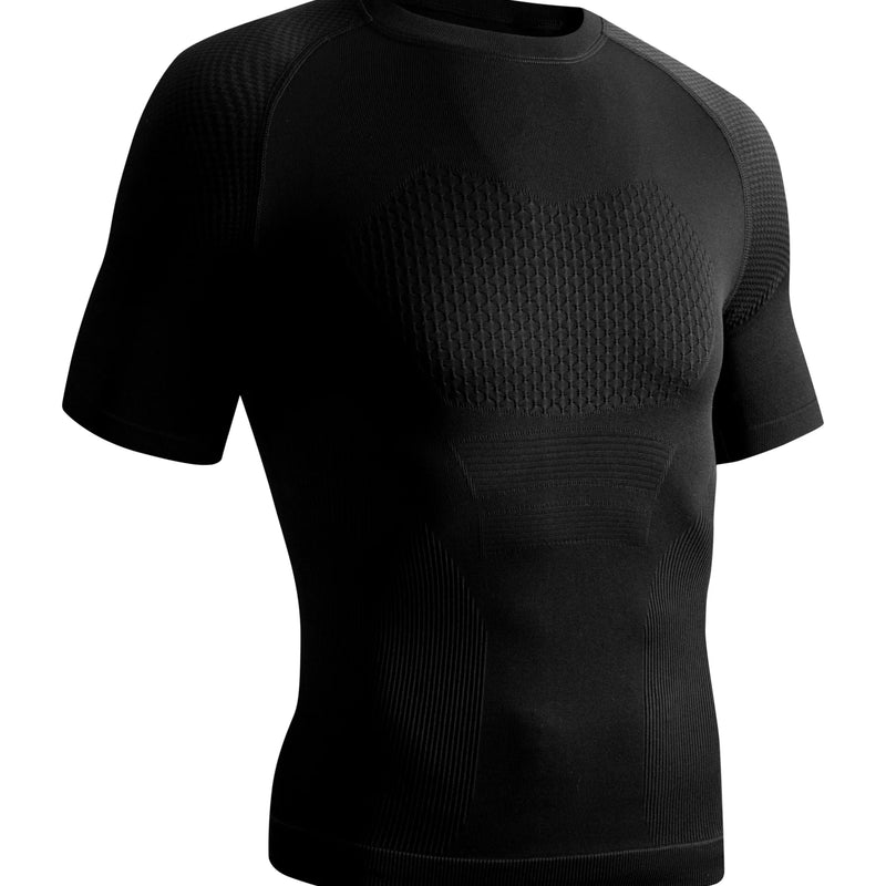 Men 3D Muscle Shaping Compression Tee Knitted Short Sleeve Shaperwear Gym Running Fitness Body Shaping Sport T-shirt