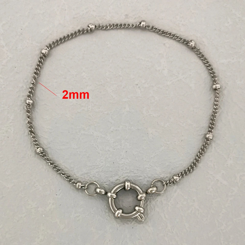 QMHJE Stainless Steel Bracelet Women Men Anchor Clasp Beads Chain Sailor Wheel Geometric Link Basic DIY - Visuel 14 | SAMAG
