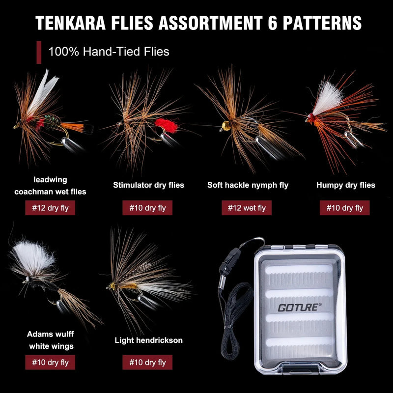 Goture Fly Fishing Rod Combo Ultralight Tenkara Rod with Flies, Tippet, Line, Tackle Backpack Full Set for Trout Stream Fishing