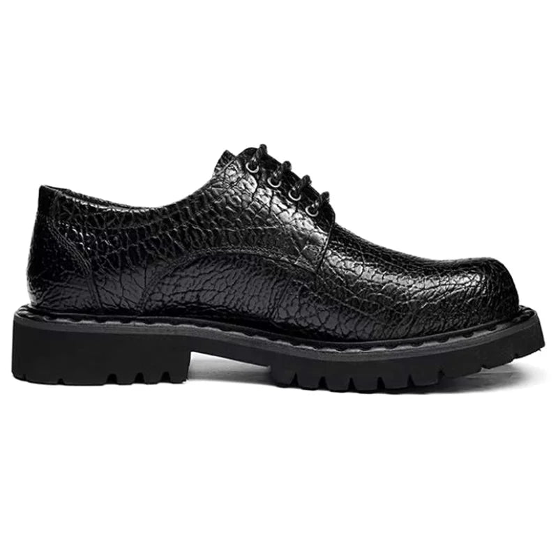 High Quality Men's large Round-toe Leather Shoes Lace-up Work Shoes With Thick Soles First-layer Cowhide Business Formal Shoes