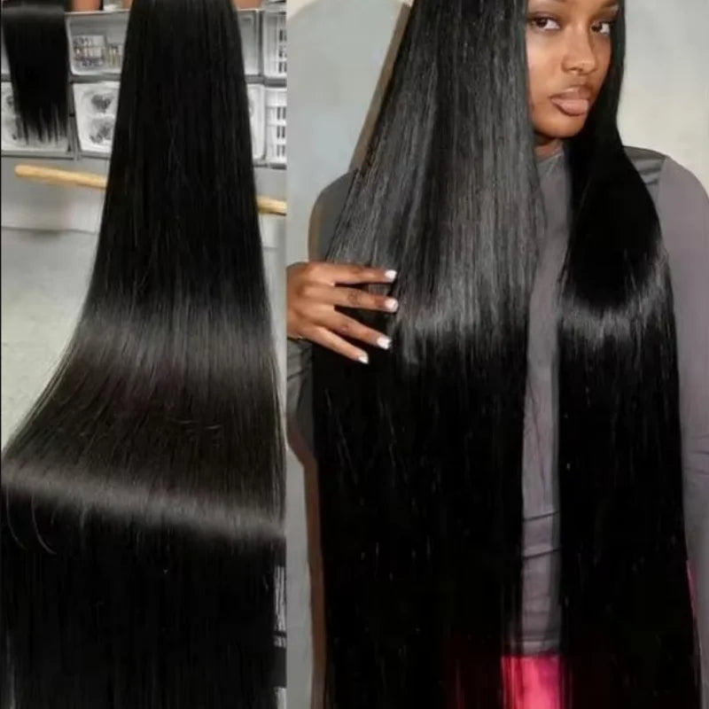 26 28 30 Inch Human Hair Extensions 3/4 Bundles Straight Human Hair Bone Straight Human Hair Weavings Natural Black Wholesale