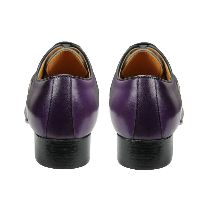 Summer Modern Men's Shoe Lace-Up Oxfords Business Office Fashion Footwear Metal Buckle Classic Gray Purple Dress Office Shoe