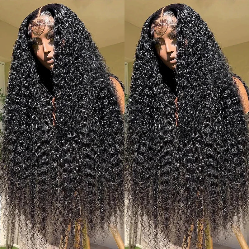 300 Density 13x6 Hd Deep Wave Frontal Wig 30 34inch Glueless Wigs 100% Human Hair Water Wave Curly Lace Front Wig For Women