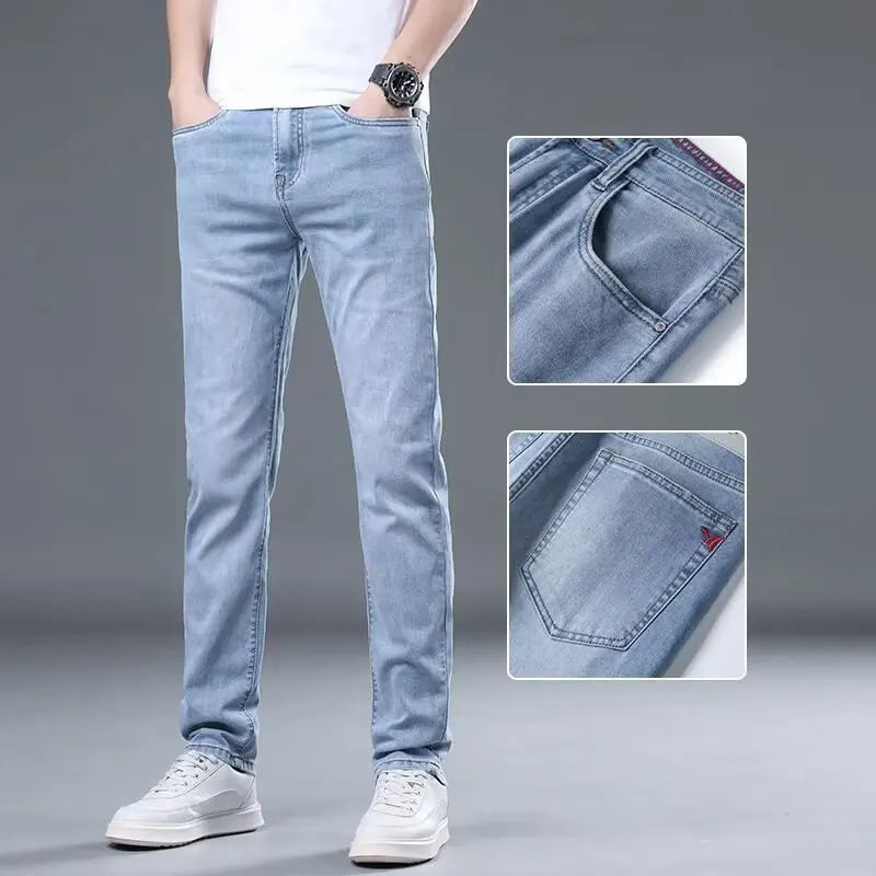Jeans for Men's Classic Blue Slim Straight Light Brand | SAMAG