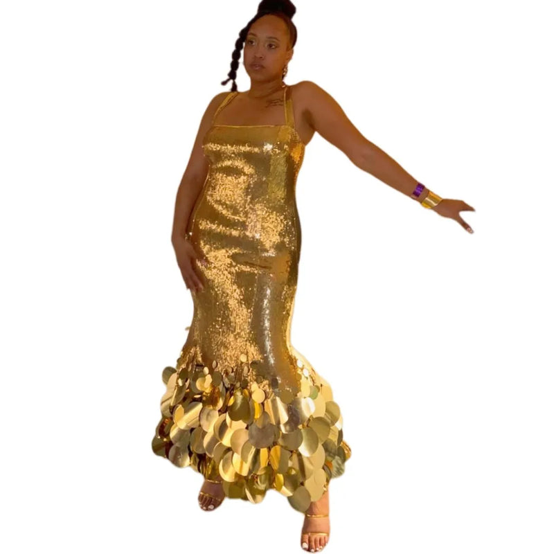 Shiny Sequined Mermaid Evening Dresses Ankle Length | SAMAG