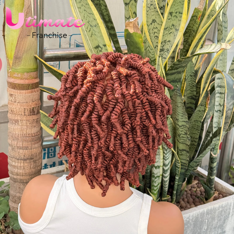 350# Bantu Braided Wigs Synthetic Full Lace Short Cornrow Braided Wigs Handmade Twist Wig with Baby Hair for Black Women