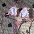 PU Leather Pearls Bikini Mini Micro Thong Women Swimwear | SAMAG
