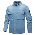 New Fashion Men Classic Light Blue Long Sleeves Denim | SAMAG