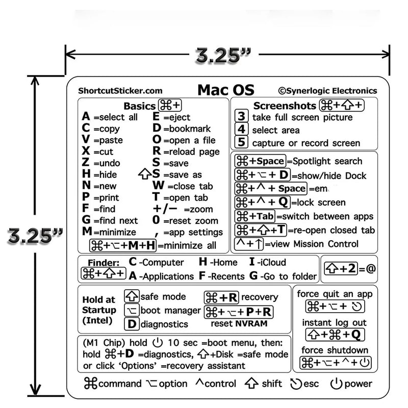 Windows Reference Keyboard Shortcut Sticker Adhesive For Windows PC Laptop Desktop For Macbook Shortcut